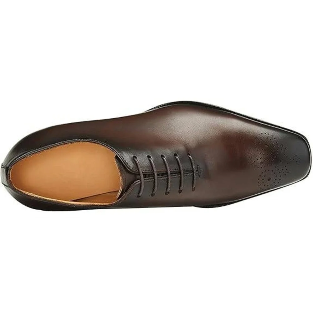 Santimon Men's‎ US 8.5 Brown Leather Lace Up Oxford Formal Lined Formal Shoes